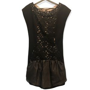 Lafer Black Lace Applique Overlay Sleeveless Mini Dress Size 4